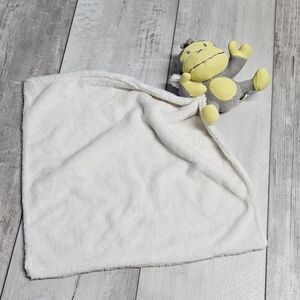 Baby Bum Monkey Duke Yellow Gray Plush Knitted Lovey Security Blanket Toy